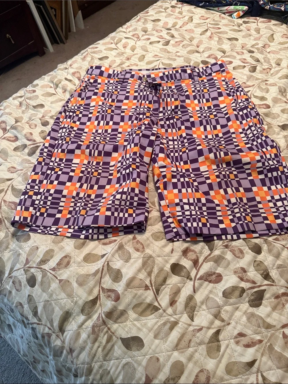 Purple & Orange Patterned Men’s Golf Shorts